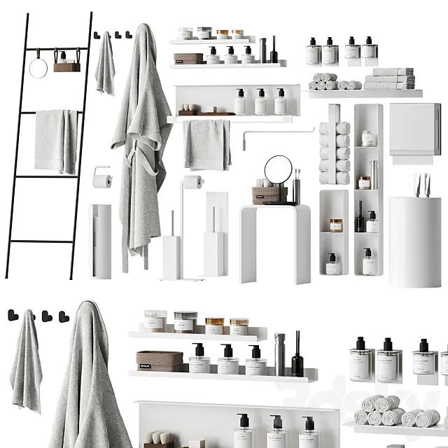 Set of bathroom accessories and decor 2 3D Model