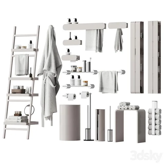 Set of bathroom accessories and decor 3 3D Model