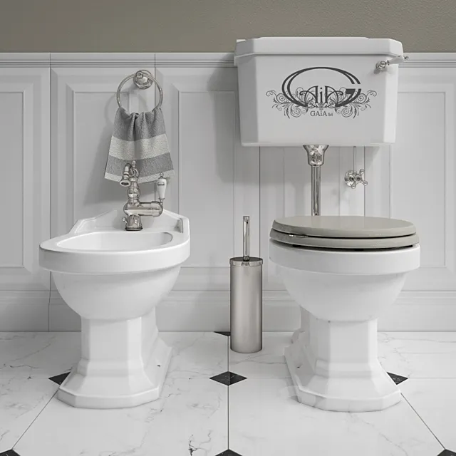 Set of bathroom furniture Gaia # 2: bidet and toilet bowl 3D Model