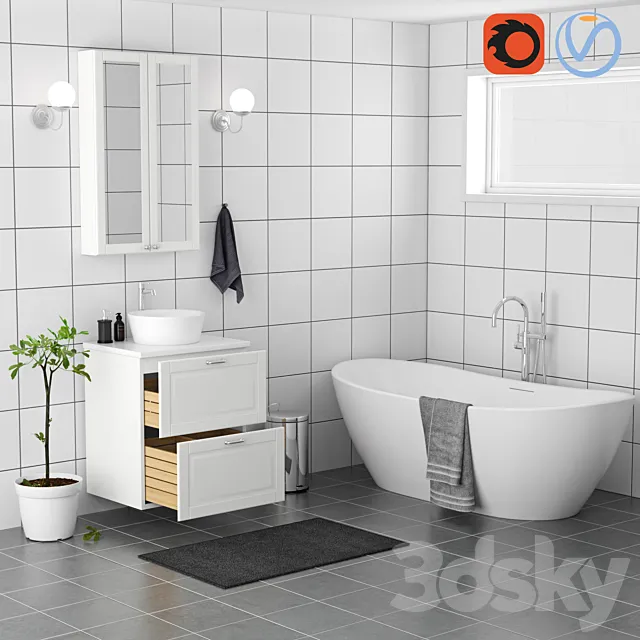 Set of bathroom furniture IKEA 3DModel