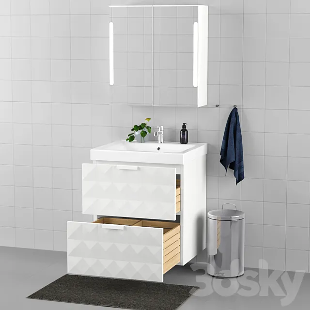 Set of bathroom furniture IKEA - GODMORGON _ ODENSVIK 3D Model
