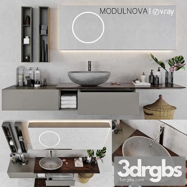 Set of Bathroom Furniture Modulnova Infinity Decor 3D Model Free