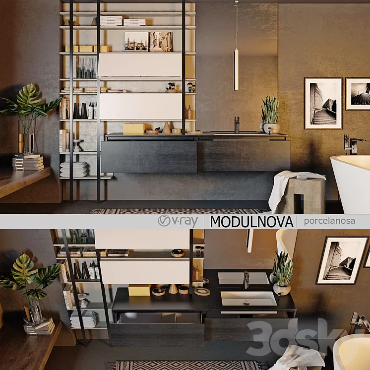 Set of bathroom furniture MODULNOVA Moon Gola 3D Model
