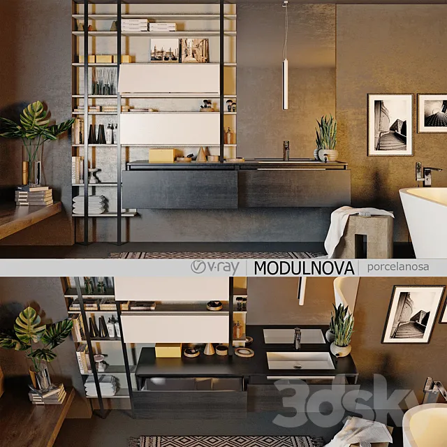 Set of bathroom furniture MODULNOVA Moon Gola 3DModel