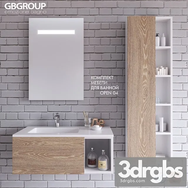 Set of Bathroom Furniture Open 04 Bathroom 3D Model Free