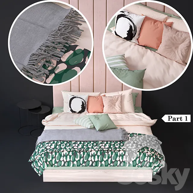 Set of bed linen 3 (Part 1) 3D Model