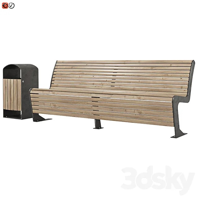 Set of Bench-urn_01 3D Model