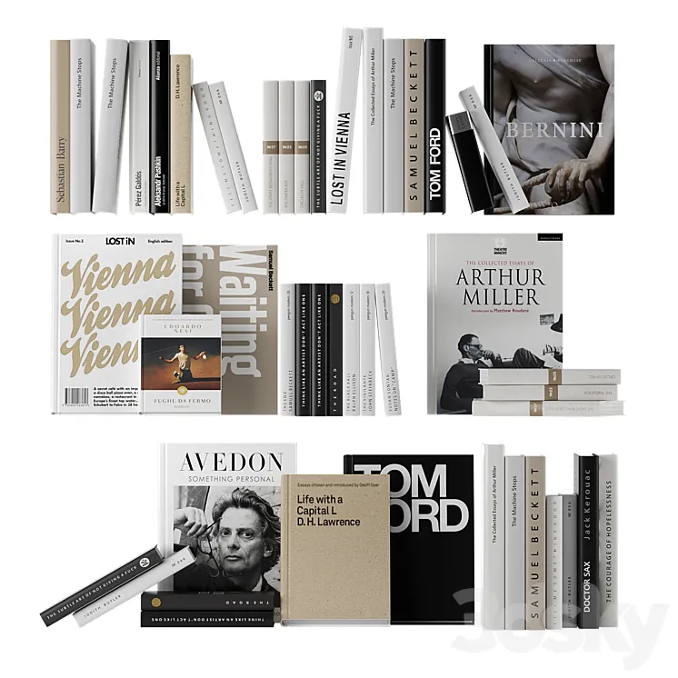 set of books 01- beige 3D Model Free