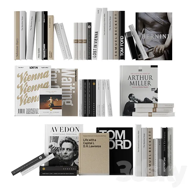 set of books 01- beige 3D Model