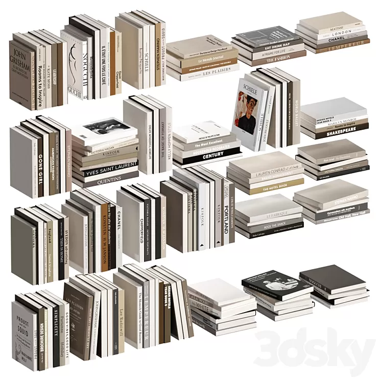 Set of books 3D Model Free Download