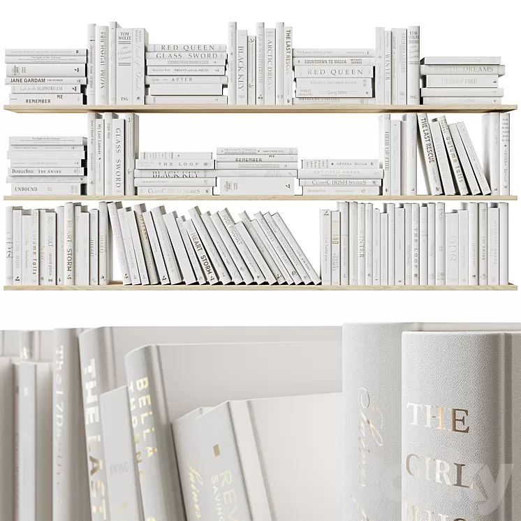 Set of books Books Beige_1 3D Model Free