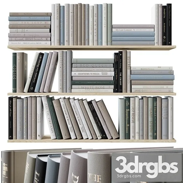 Set of Books Colored Pastel Colors 3D Model Free