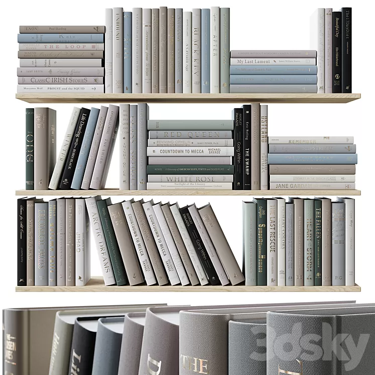 Set of books colored pastel colors 3D Model Free