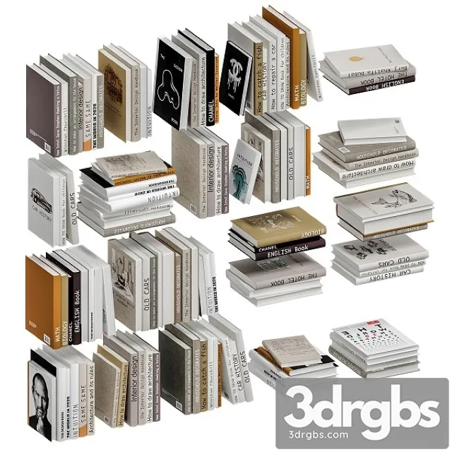 Set of Books in Beige Color 3D Model Free