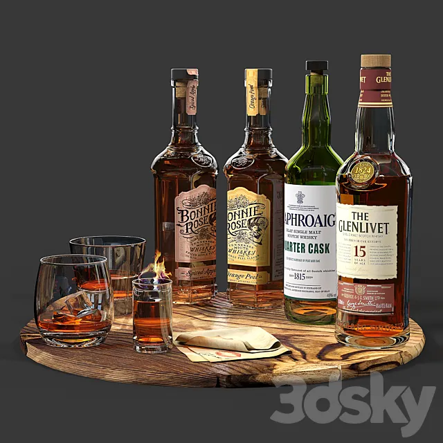 Set of bottles 03 3DModel