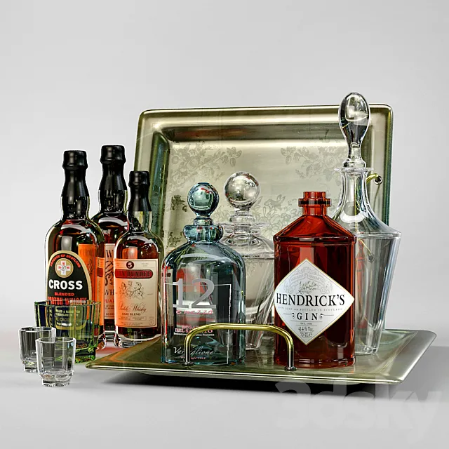 Set of bottles 3DModel
