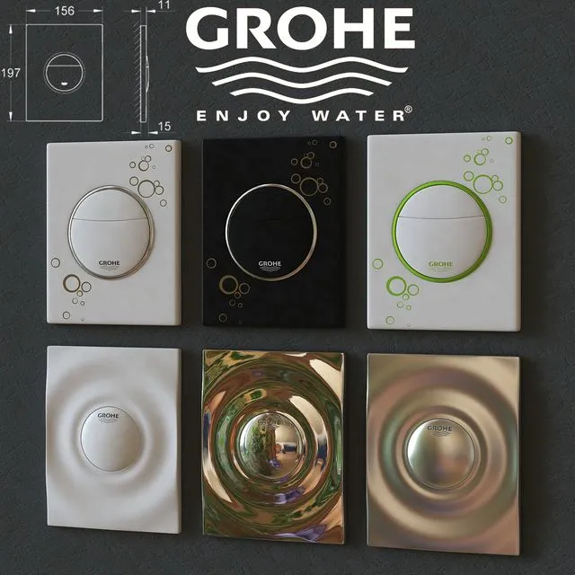 Set of buttons for installation Grohe 3D Model