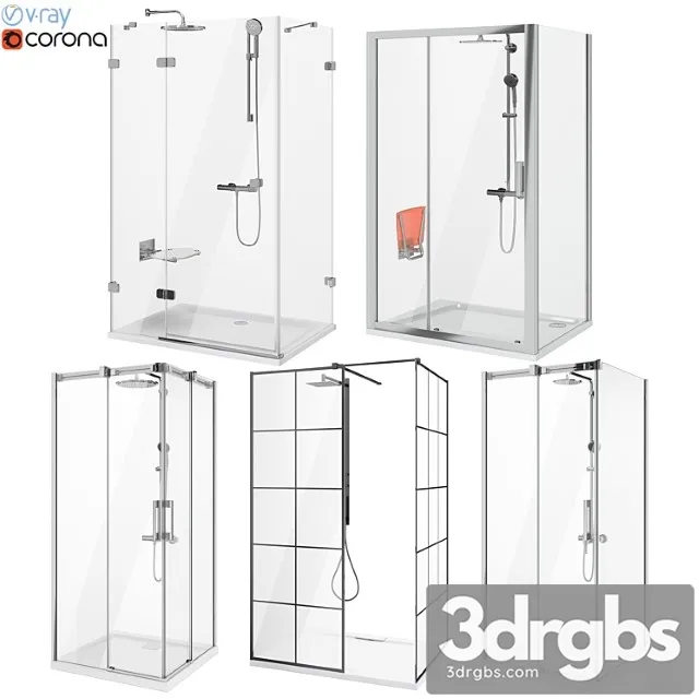 Set of Cabins Ravak and Radaway Set 89 3D Model Free