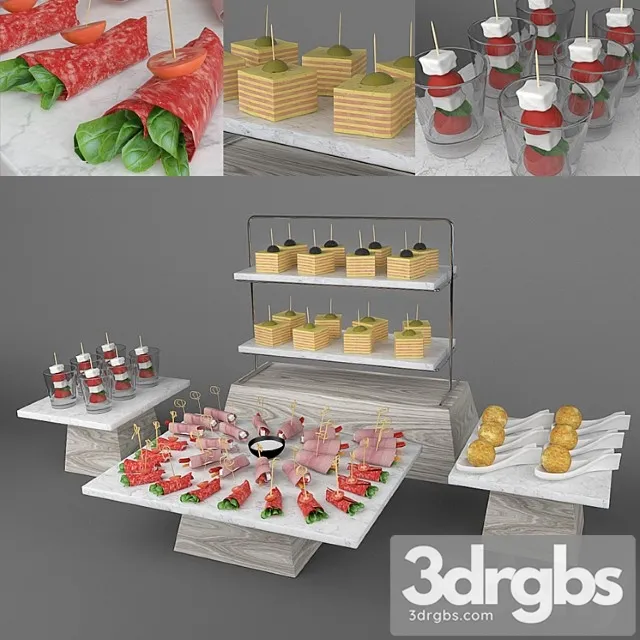 Set of canapes 2 3D Model Free