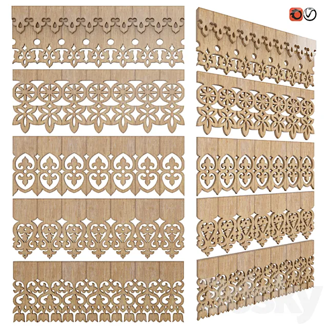 Set of carved platbands_freeze_01 3D Model