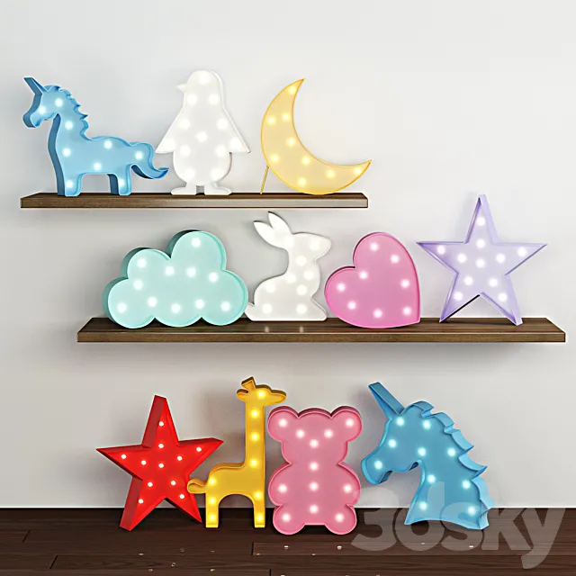 set of children's lamps 3D Model