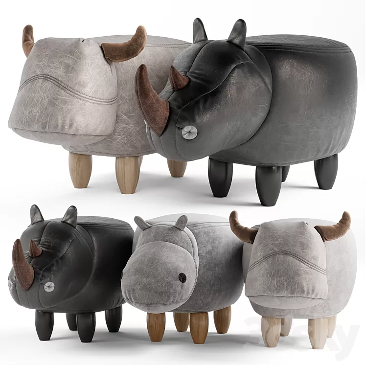 Set of children's poufs 3D Model