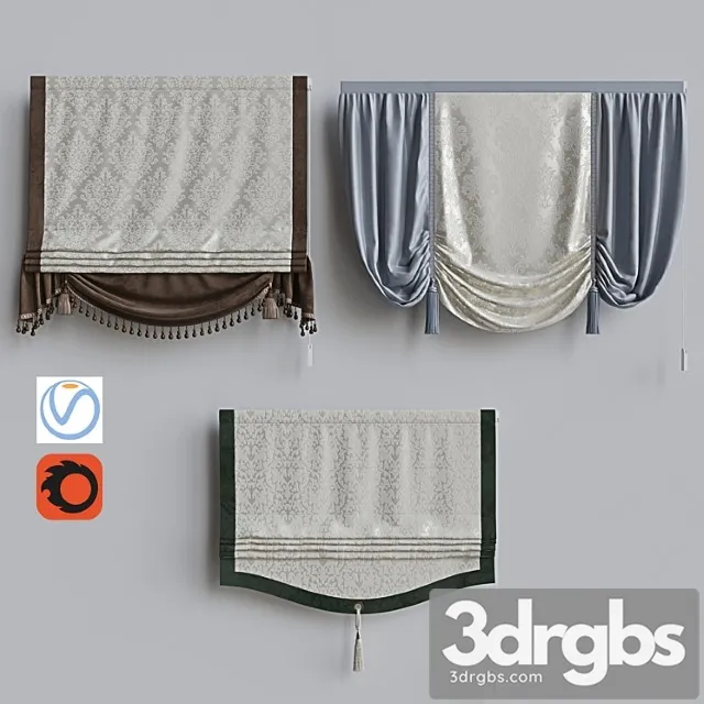 Set Of Classic Roman Curtains 3 3D Model Free