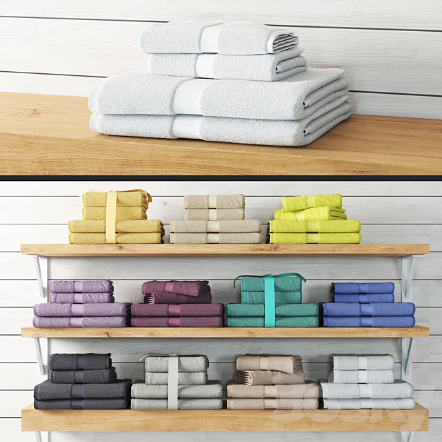 Set of colorful towels 2 3D Model