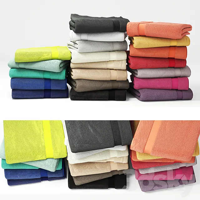 Set of colorful towels 2 3DModel