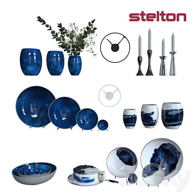 Set of cookware stelton stockholm and cake 3D Model