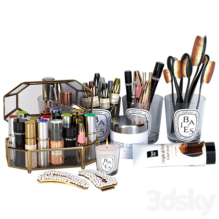 Set of cosmetics for beauty salons and stylists. Make-up 3D Model Free