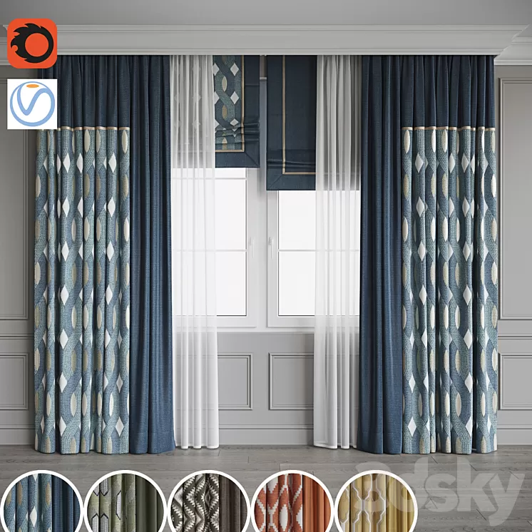 Set of curtains 102 3D Model Free