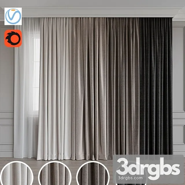Set Of Curtains 105 3D Model Free