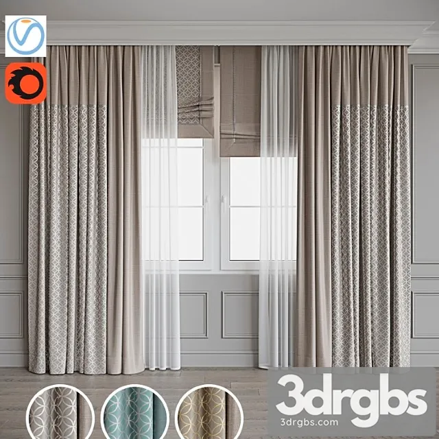 Set Of Curtains 106 3D Model Free