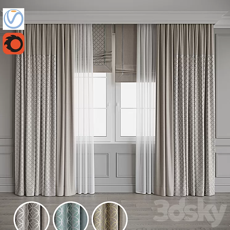 Set of curtains 106 3D Model