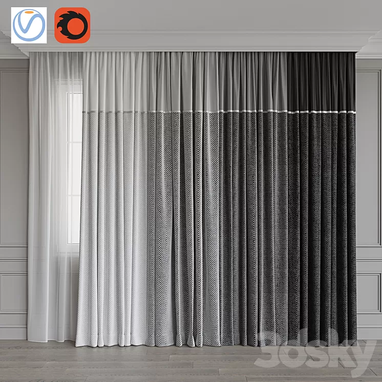 Set of curtains 107 3D Model