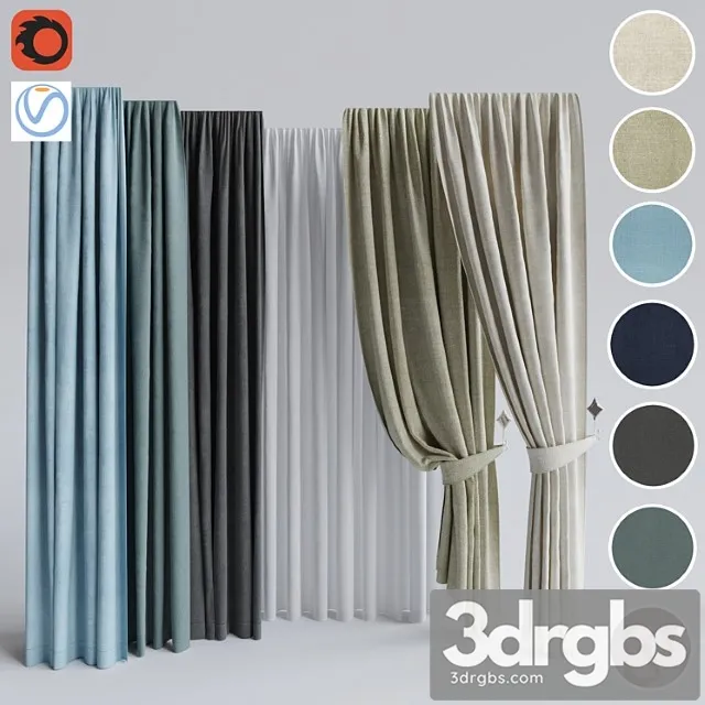 Set of curtains 2 3D Model Free