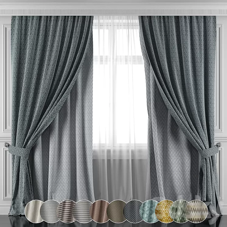 Set of curtains 450-455 3D Model