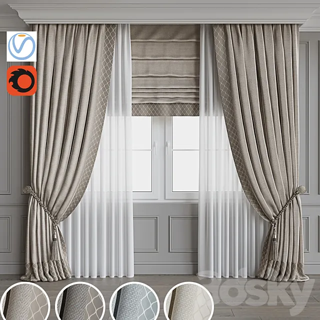Set of curtains 64 3D Model
