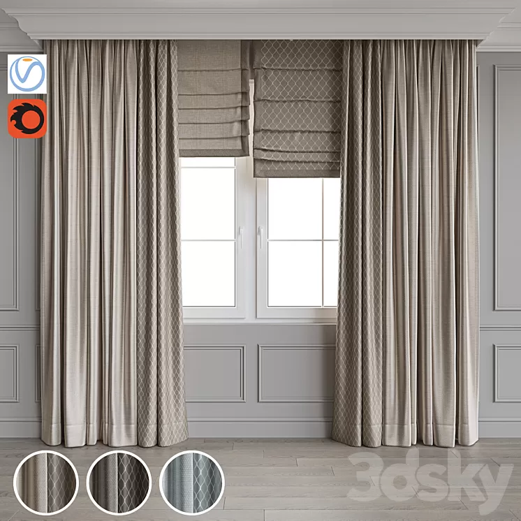 Set of curtains 68 3D Model