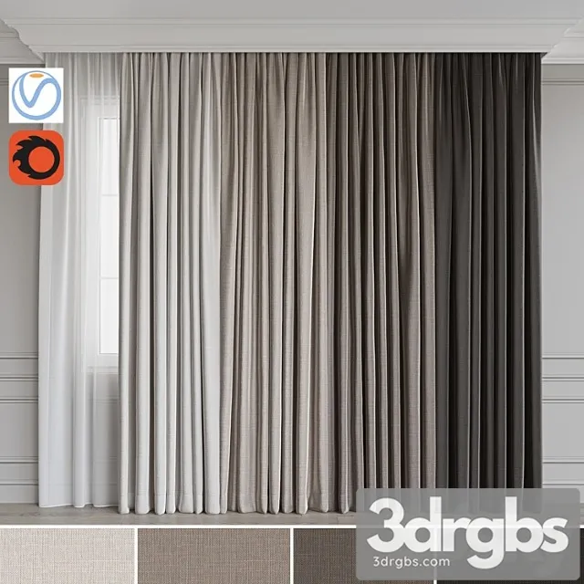 Set of curtains 72 3D Model Free