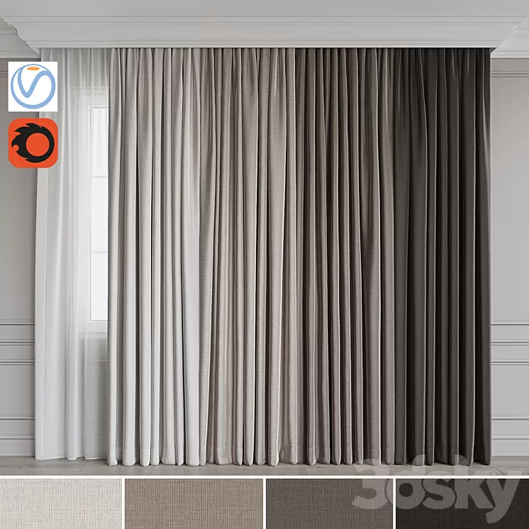 Set of curtains 72 3D Model