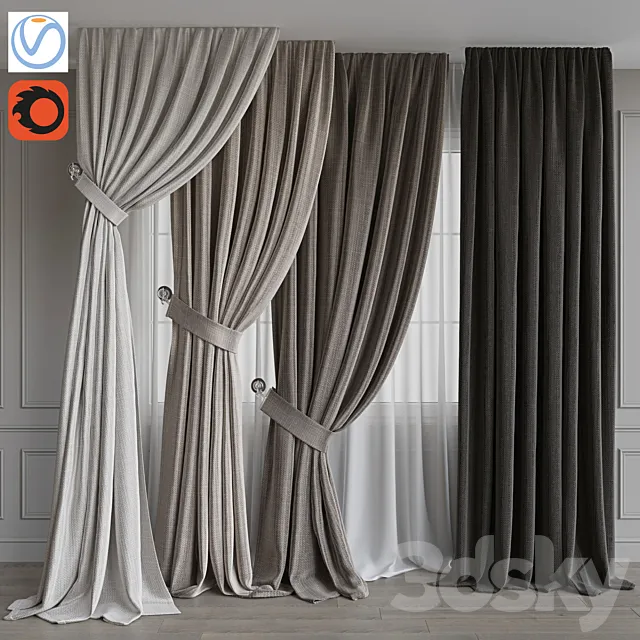 Set of curtains 77 3D Model