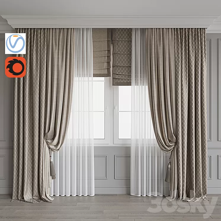 Set of curtains 82 3D Model