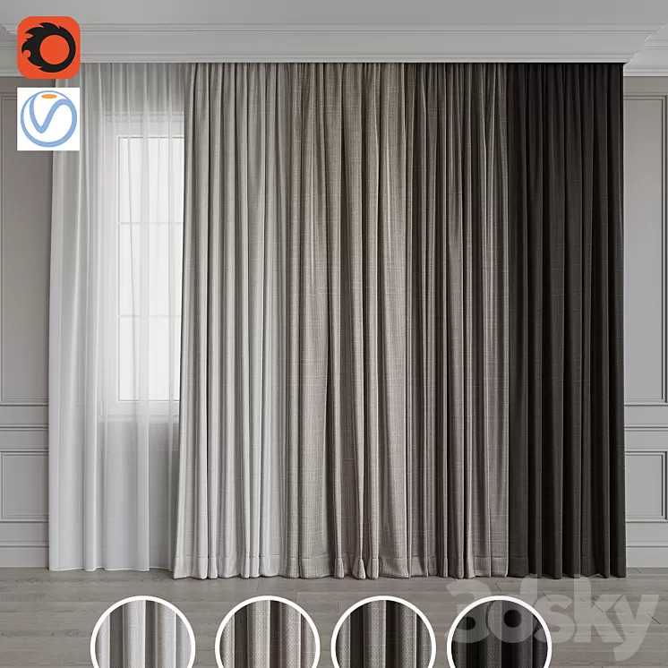 Set of curtains 86 3D Model