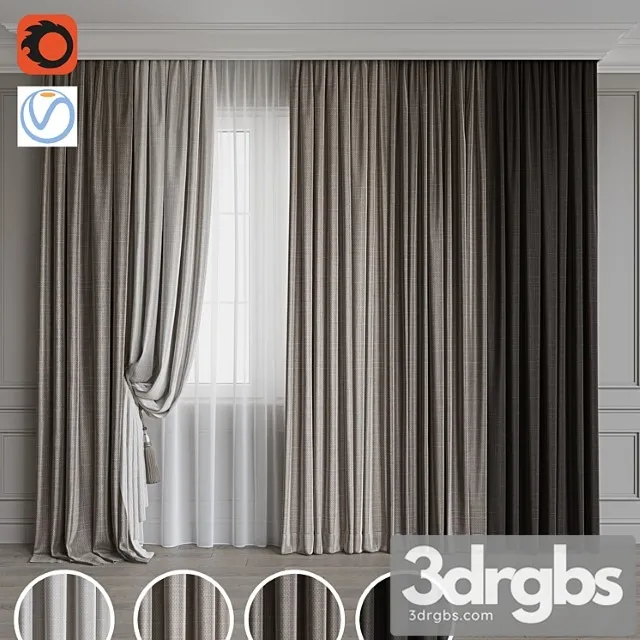 Set Of Curtains 88 3D Model Free