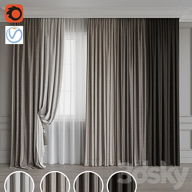 Set of curtains 88 3D Model