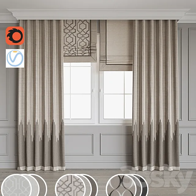 Set of curtains 93 3D Model