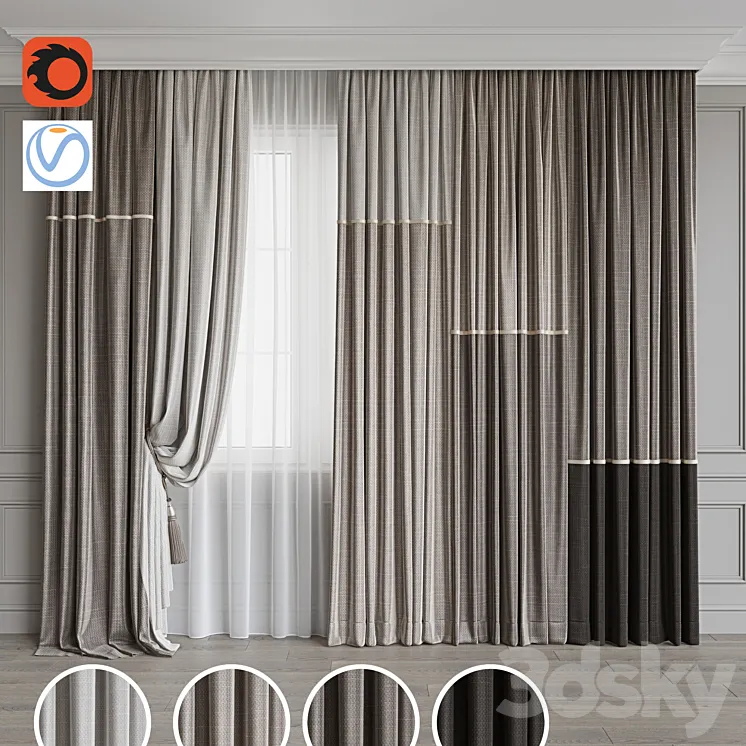Set of curtains 99 3D Model Free