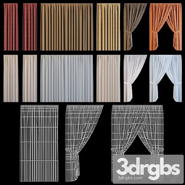 Set of curtains for windows of the exterior 3D Model Free